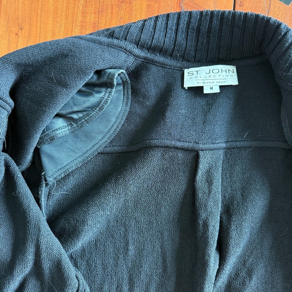St. John Collection by Marie Gray Black Zip Knit Jacket - Picture 6 of 10